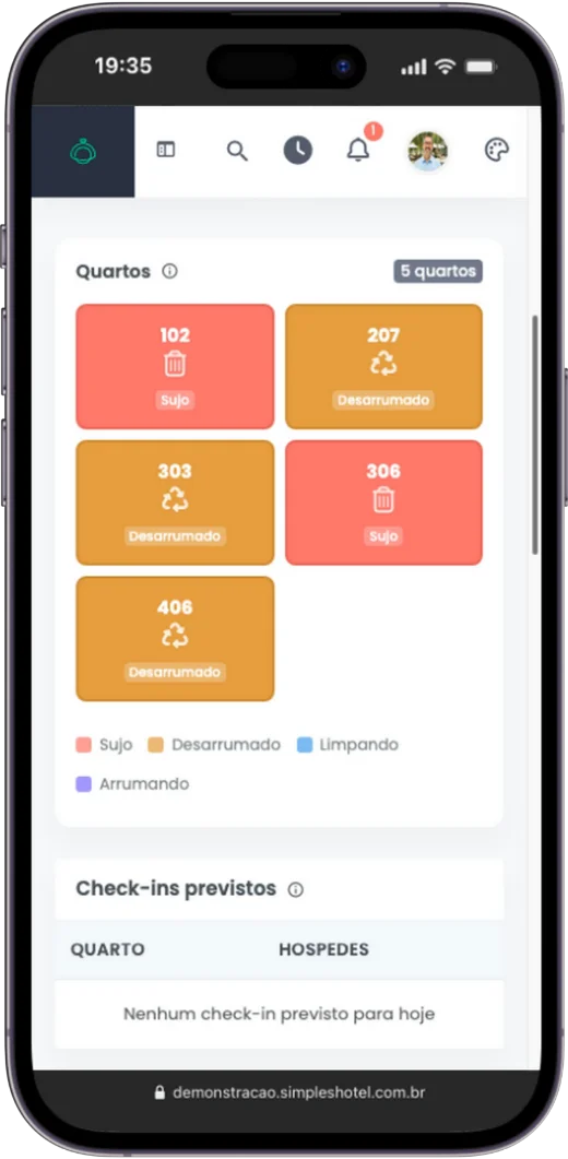 App mobile de governança para camareiras — Simpleshotel